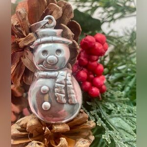 Vintage Sterling Silver Snowman Pendant